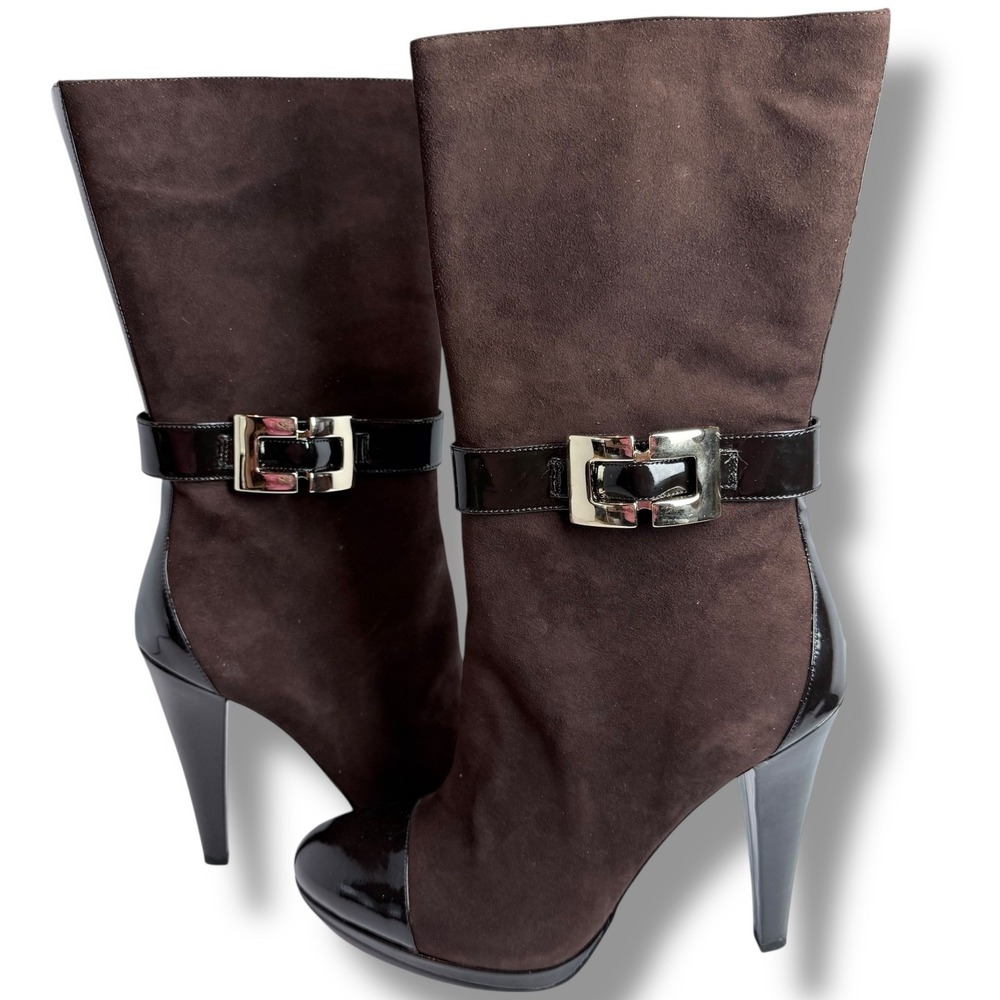 INC International Concepts Margaret Women's Suede Leather Heel Boots Brown 10M - Picture 7 of 16